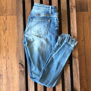 Mid-Rise Frayed Denim